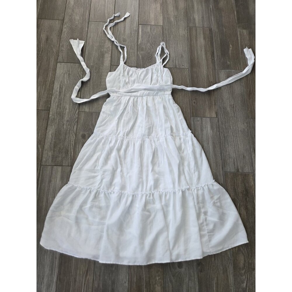 Miami For Francesca Tired White Prairie Dress With Strap In Size Medium